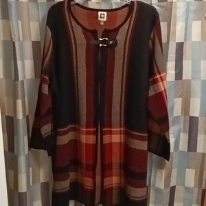 FINAL PRICE ANNE KLEIN multi-colored plaid cardigan w gold tone hardware 2X